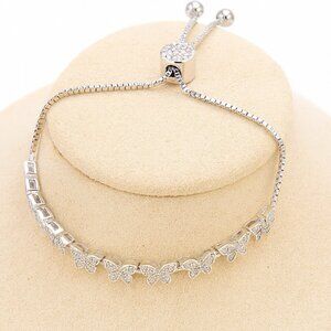 Brilliance Crystal Butterflies Adjustable Tennis Style Bracelet New in Box
